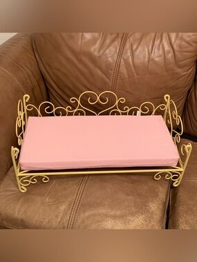 OG Dolls Yellow Metal Frame 21” Bed w/ Pink Mattress Furniture Hearts GUC